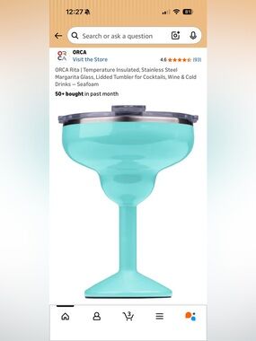 Seafoam Insulated Stainless Steel Margarita Glass with Lid